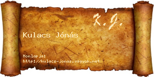 Kulacs Jónás névjegykártya